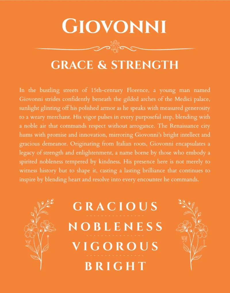 Giovonni name meaning gift print in orange
