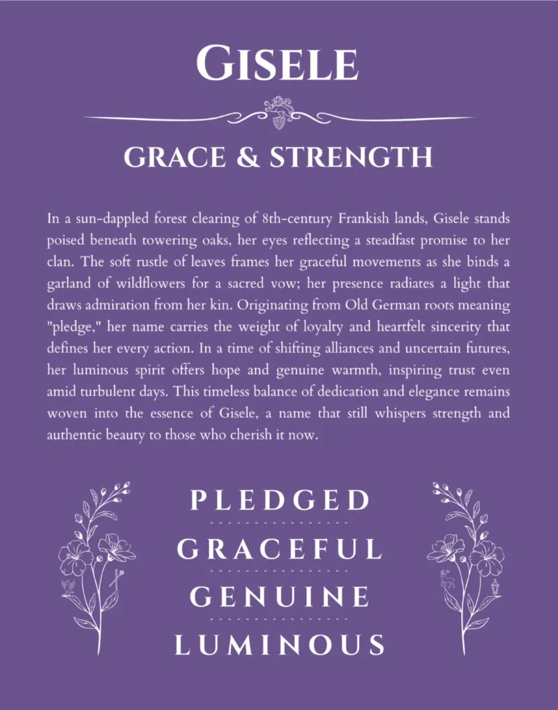 Gisele personalized name meaning print in purple