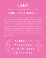 Glen custom name meaning print in pink