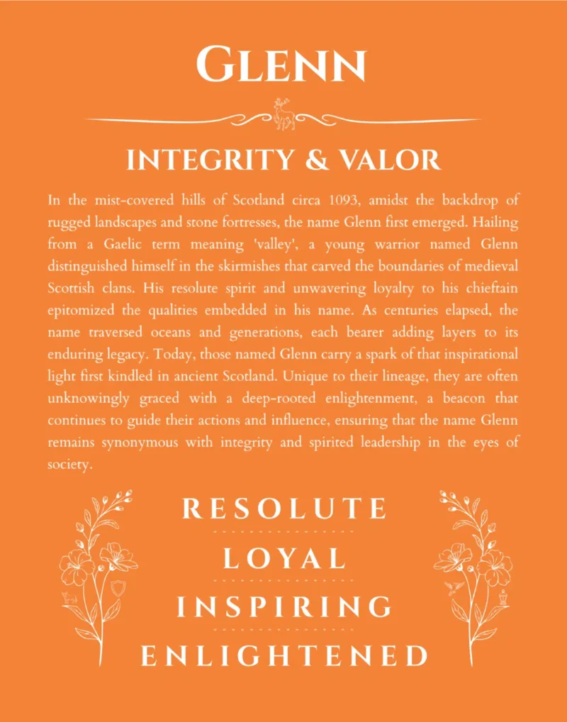 Glenn name meaning gift print in orange