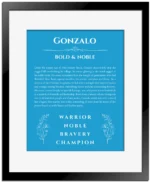 Gonzalo name meaning wall art by Get Your Story in blue with black matte frame