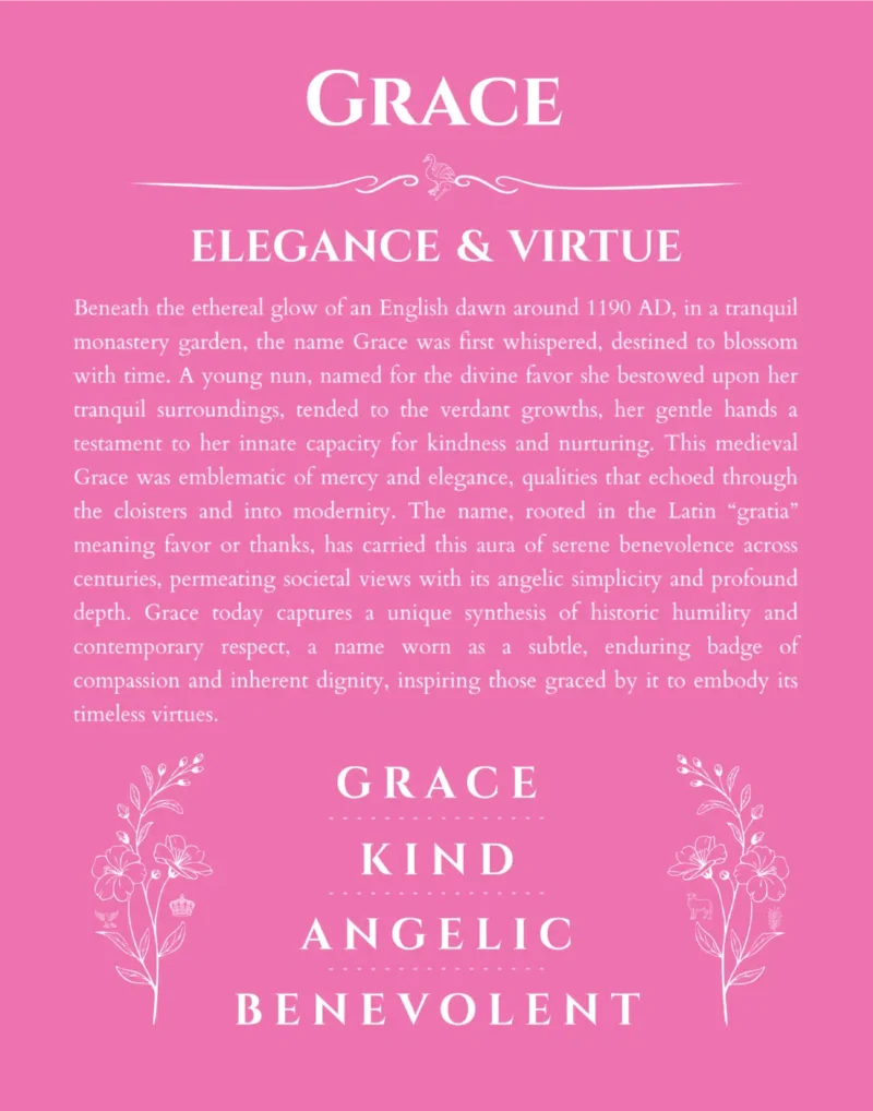 Grace personalized name meaning print in pink