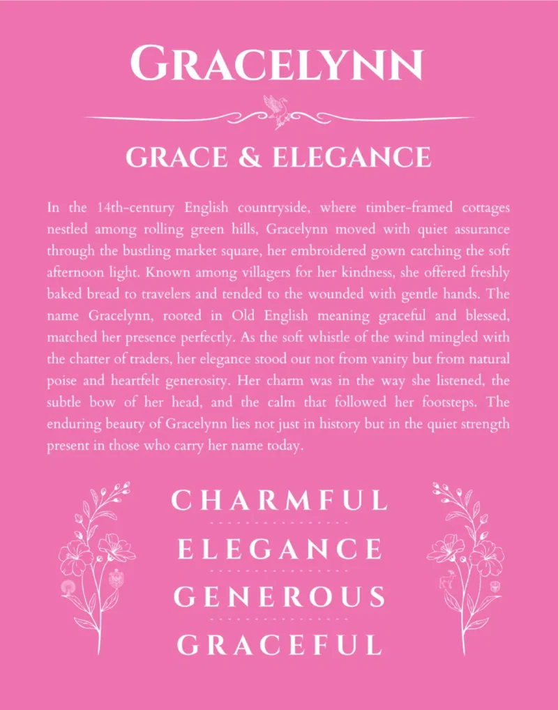 Gracelynn name meaning gift print in pink