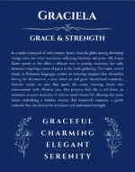 Graciela personalized name art with origin story in deep blue