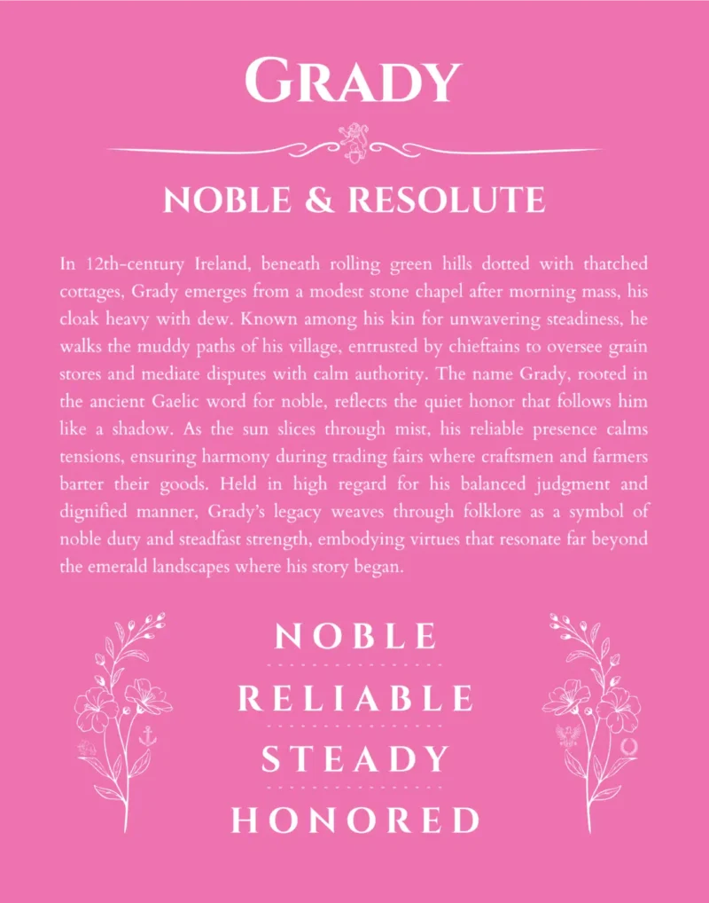 Grady custom name print for wall display in pink