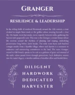 Granger personalized wall art with the story of your name in purple