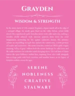 Grayden personalized wall art with the story of your name in pink