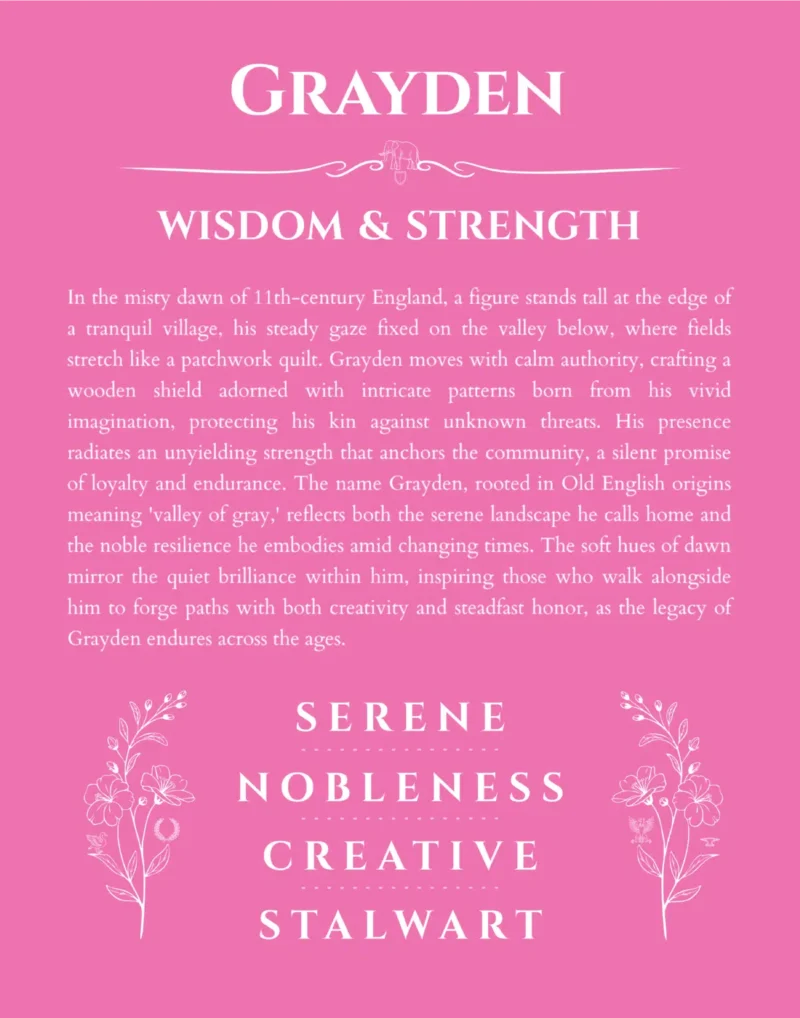 Grayden personalized wall art with the story of your name in pink