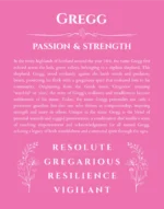 Gregg personalized name meaning print in pink