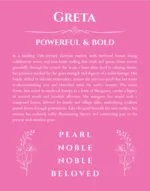 Greta personalized wall art with the story of your name in pink