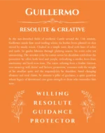 Guillermo personalized name art with origin story in orange