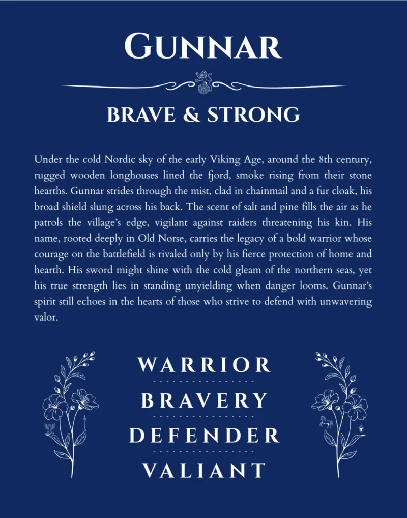 Gunnar custom name meaning print in deep blue