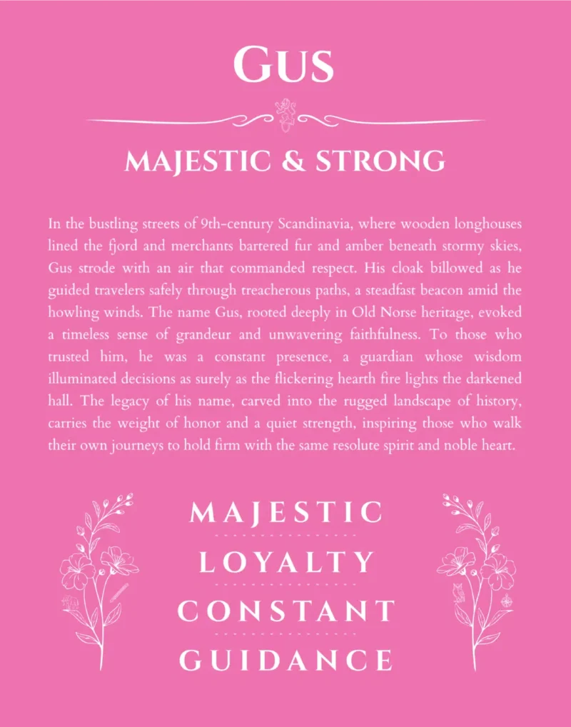 Gus name meaning gift print in pink