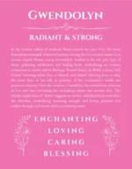 Gwendolyn name origin print with meaning and traits in pink