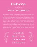 Hadassa personalized name print with origin and traits in pink
