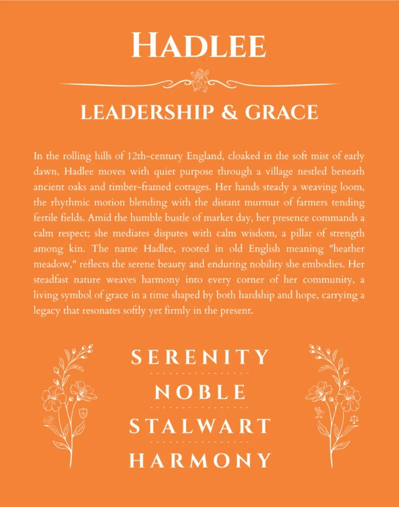 Hadlee custom name meaning print in orange