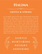Halima personalized name art with origin story in orange