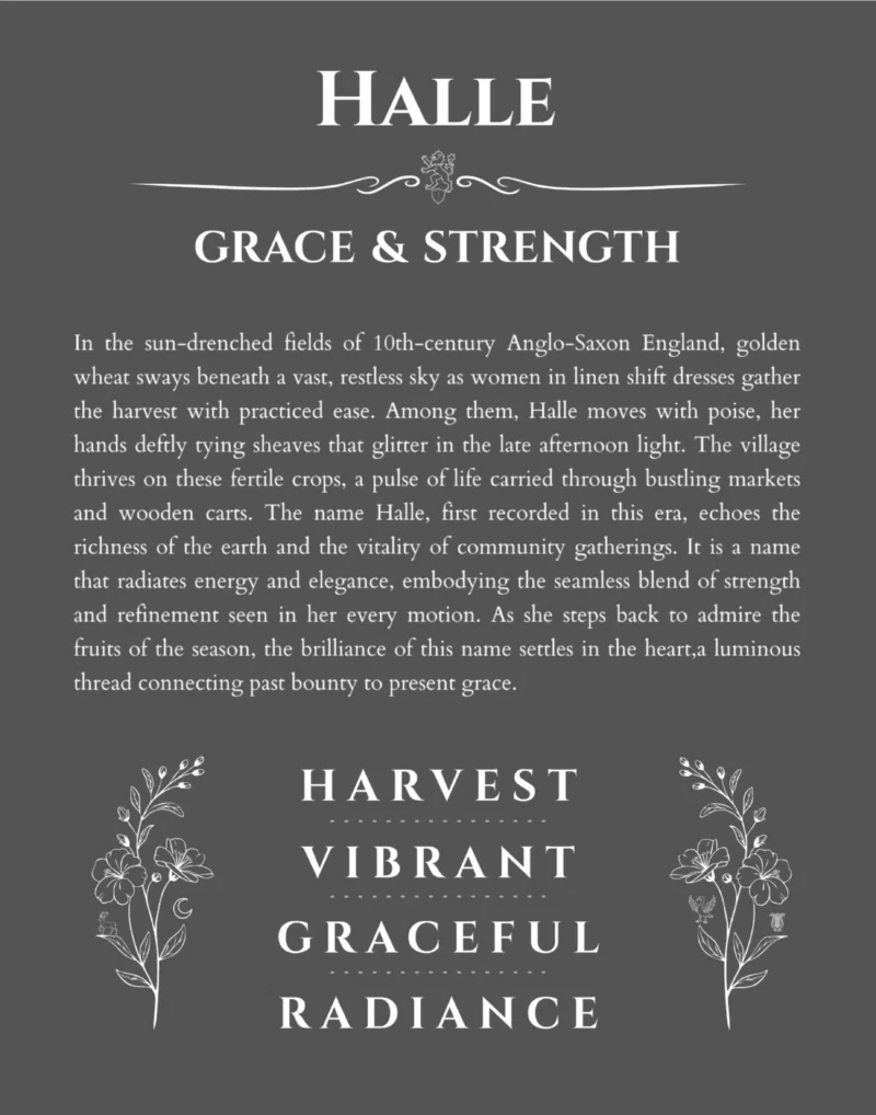 Halle personalized name meaning print in gray