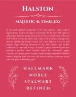 Halston personalized name art with origin story in red