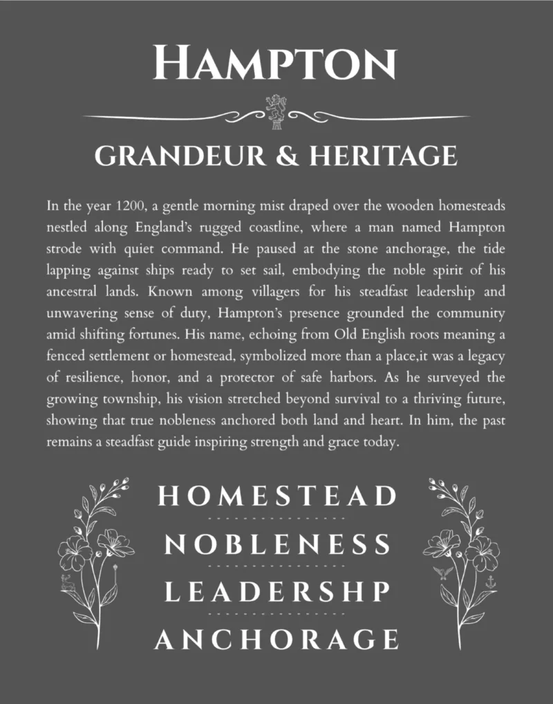 Hampton custom name meaning print in gray