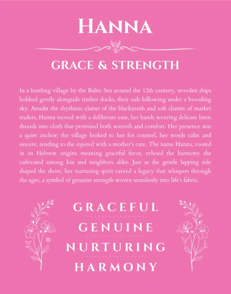 Hanna custom name meaning print in pink