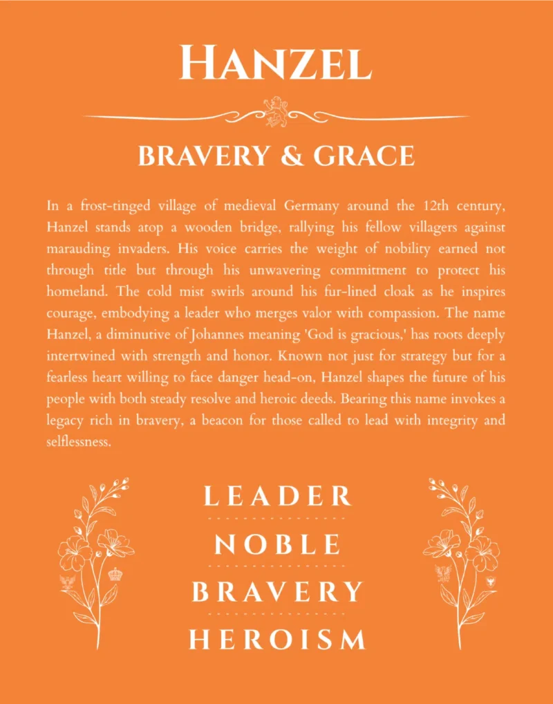 Hanzel name meaning wall art by Get Your Story in orange