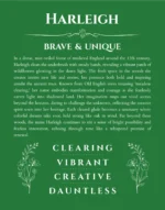 Harleigh personalized wall art with the story of your name in dark green