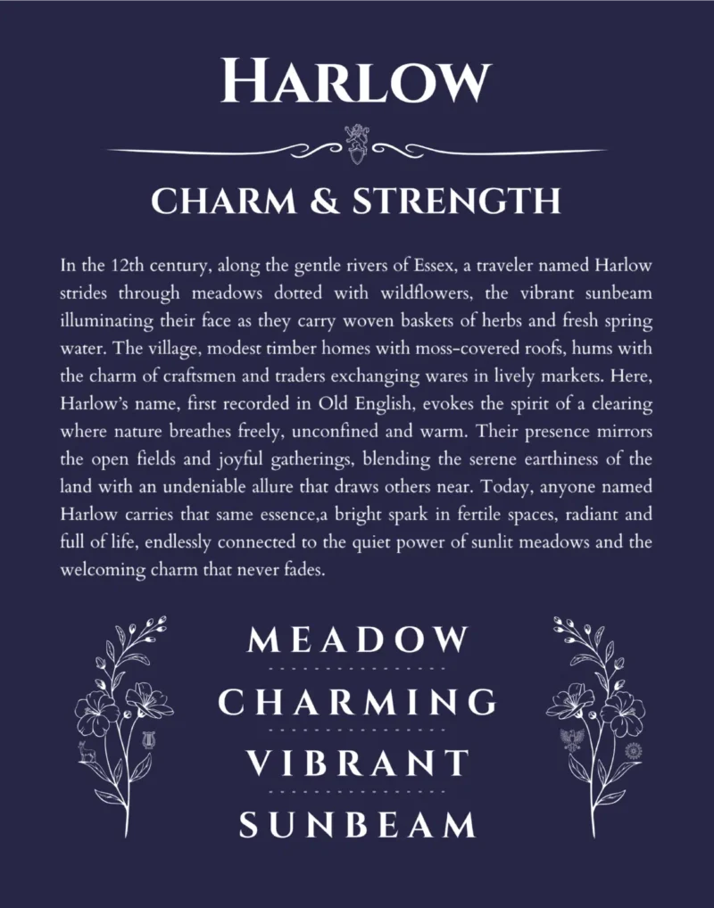 Harlow name meaning gift print in navy blue
