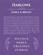 Harlowe name meaning gift print in purple