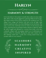 Harlyn name meaning gift print in dark green