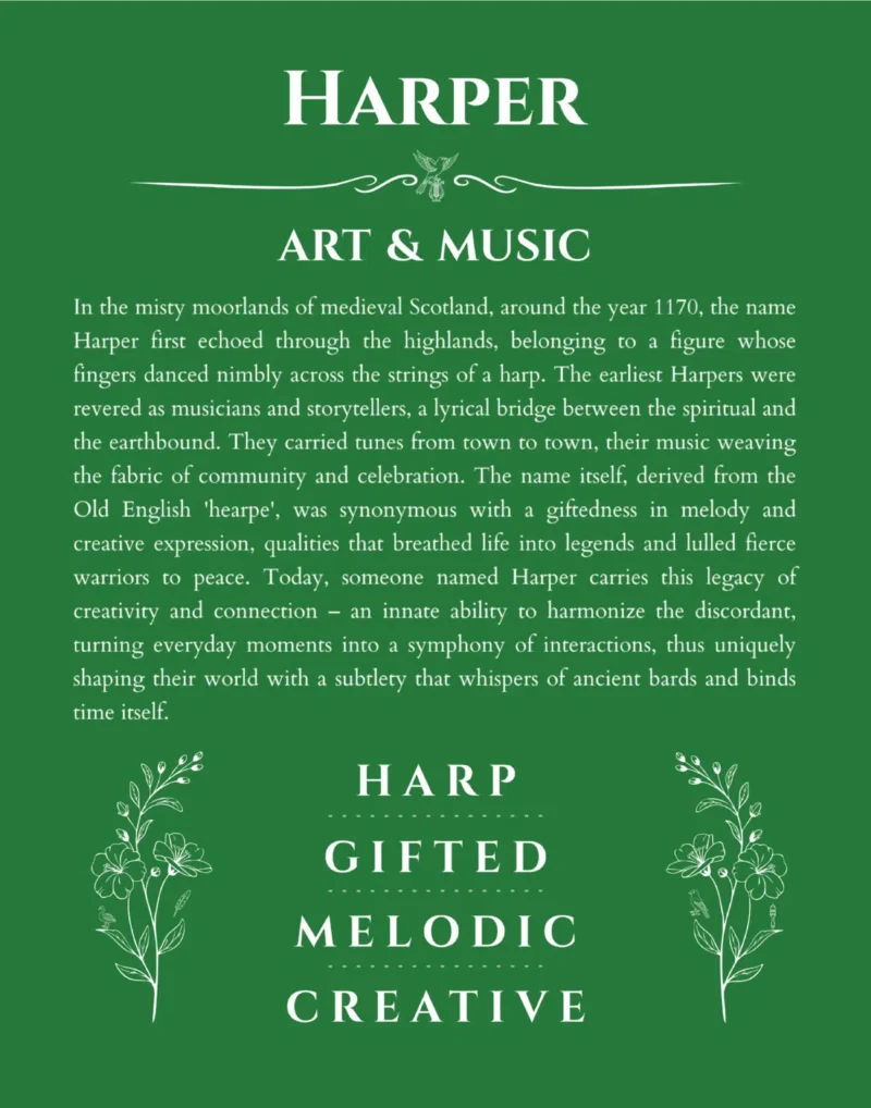 Harper name meaning gift print in dark green