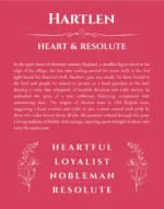 Hartlen personalized name print with origin and traits in red
