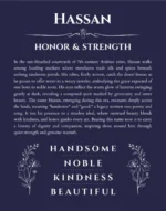 Hassan personalized name meaning print in navy blue