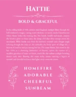 Hattie custom name print for wall display in pink