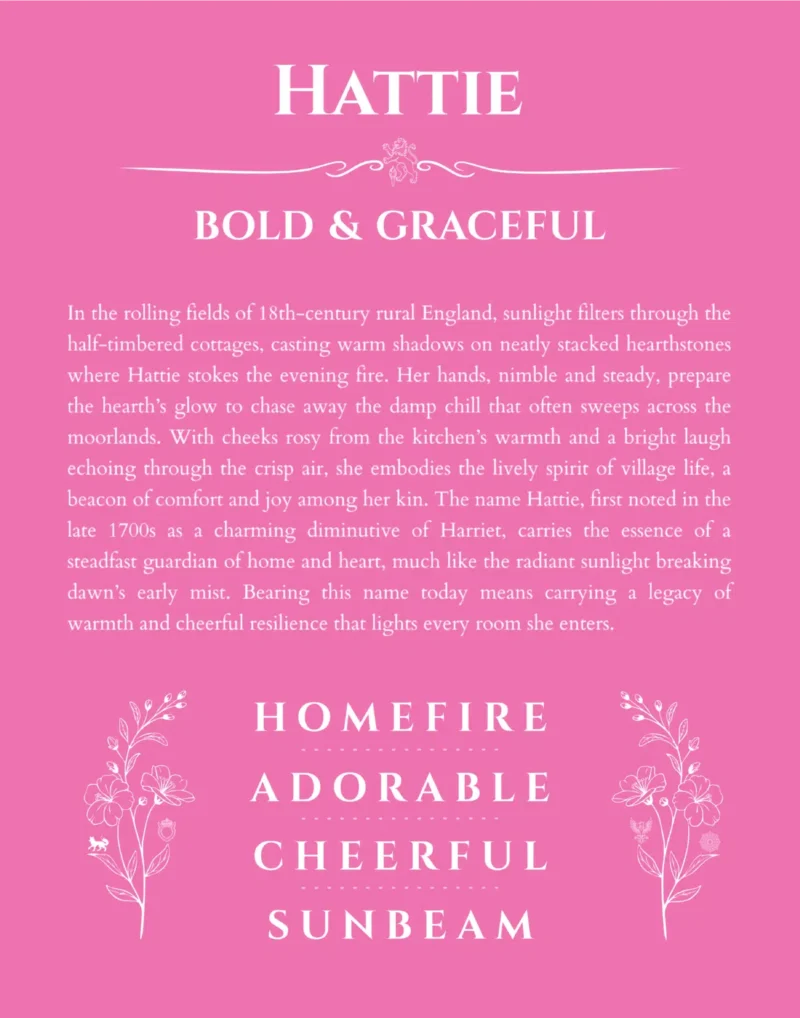 Hattie custom name print for wall display in pink
