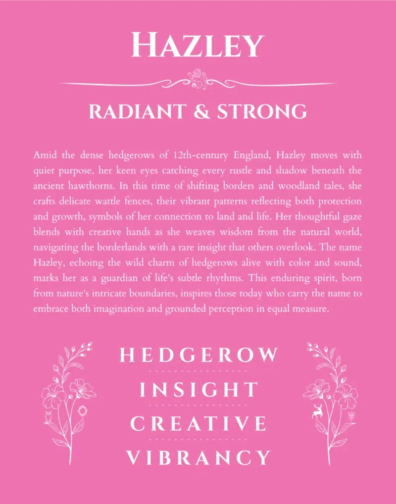 Hazley name meaning gift print in pink