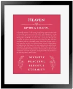 Heaven name meaning gift print in red with black matte frame