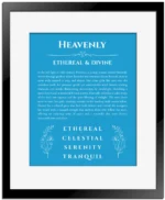 Heavenly name meaning gift print in blue with black matte frame