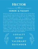 Hector personalized name print with origin and traits in blue