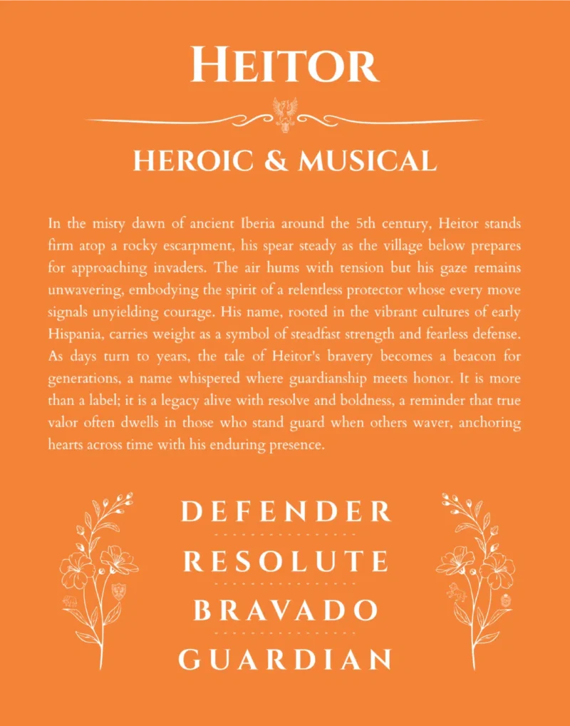 Heitor name meaning gift print in orange