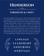 Henderson custom name art showing meaning and origin in deep blue