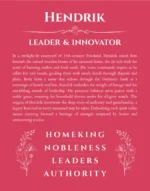 Hendrik personalized wall art with the story of your name in red