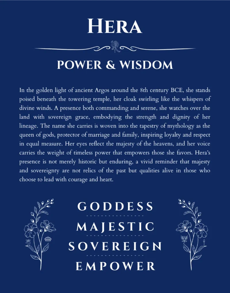 Hera custom name art showing meaning and origin in deep blue