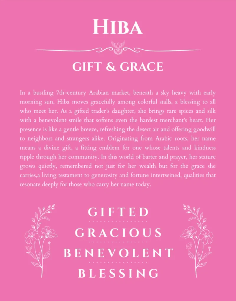 Hiba name meaning wall art by Get Your Story in pink