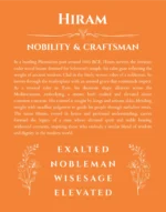 Hiram personalized name print with origin and traits in orange