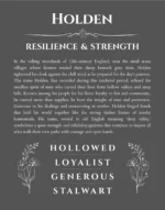 Holden name origin print with meaning and traits in gray