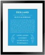 Holland name meaning gift print in blue with black matte frame