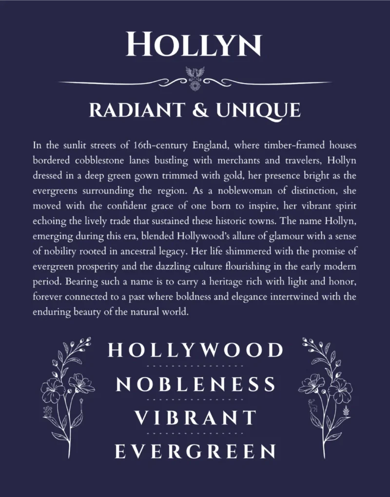 Hollyn custom name print for wall display in navy blue