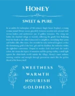 Honey name origin print with meaning and traits in blue