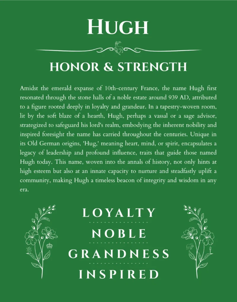 Hugh name meaning gift print in dark green